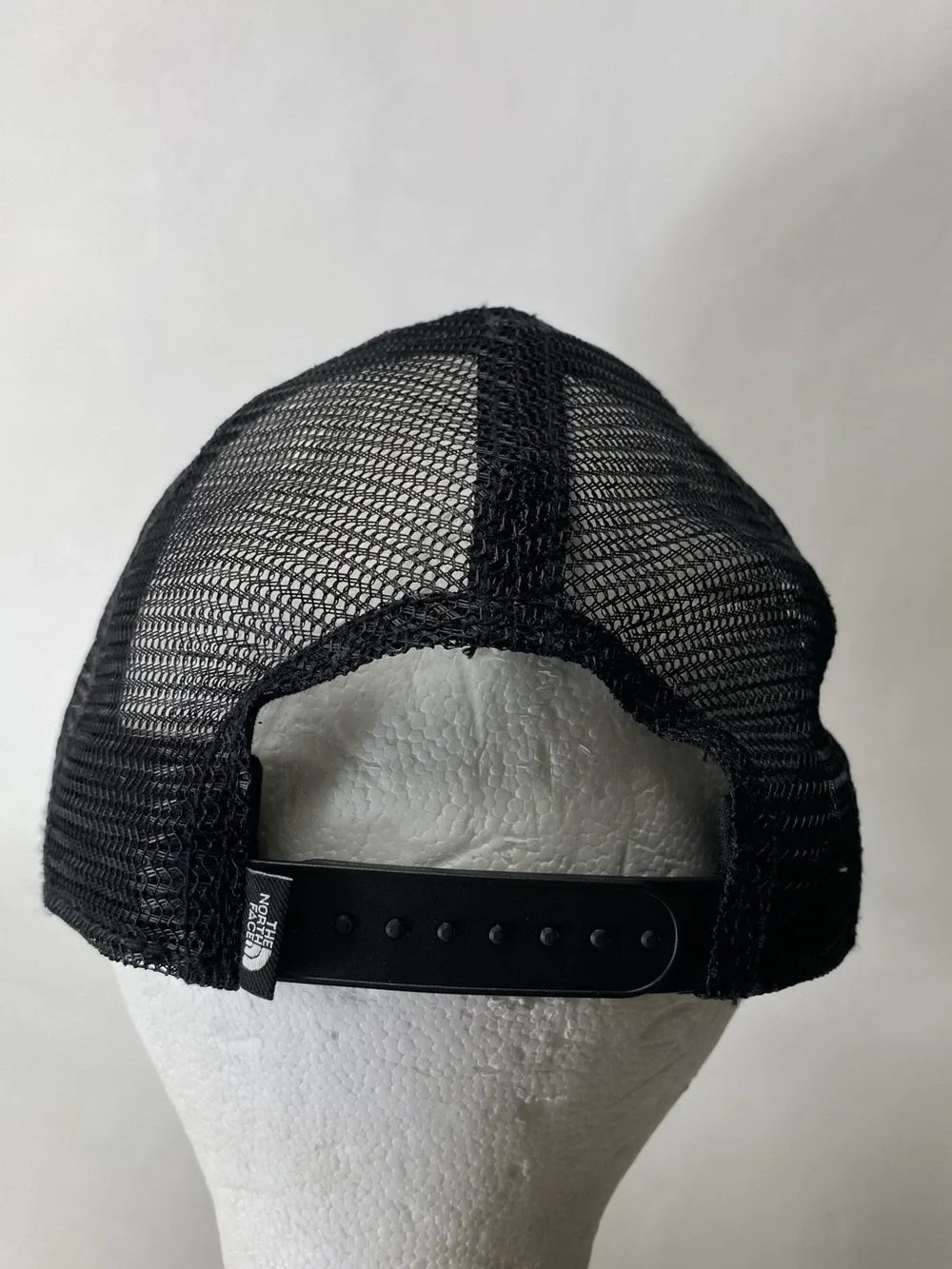 The North Face Grey & Black Patch Trucker Hat with Blue Accent Snap Back Unisex